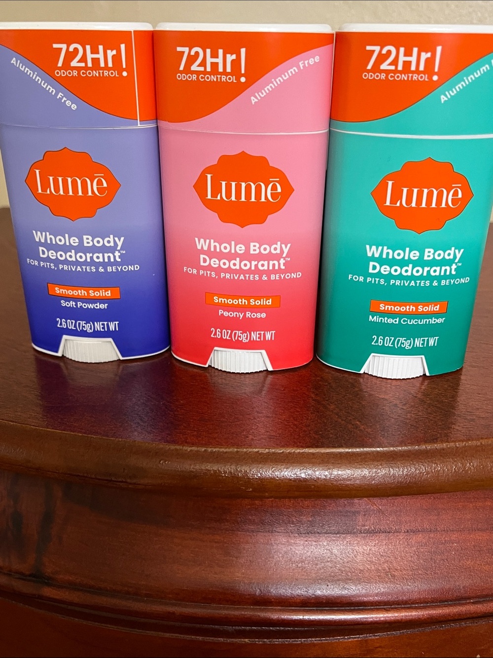 Lume whole body deodorant lot peony rose soft powder minted cucumber